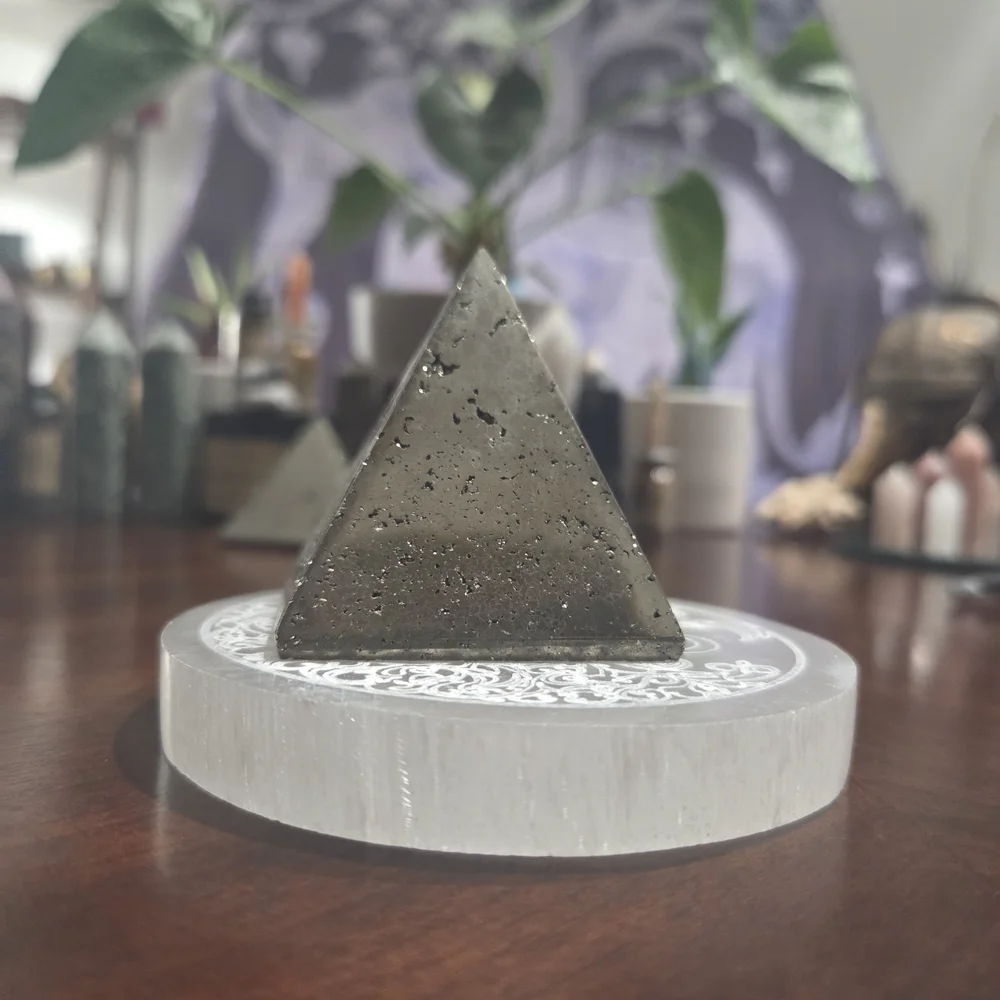 Iron Pyrite Druzy Pyramid #1 - Picture 3 of 12